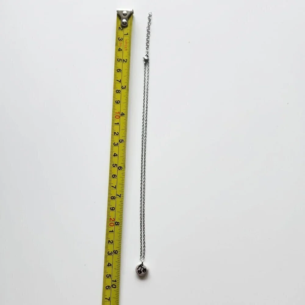 Dainty mini black cherry necklace with a small silver chain - Picture 5 of 14